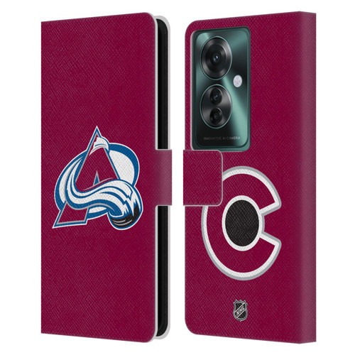 NHL Colorado Avalanche Plain Leather Book Wallet Case Cover For OPPO Reno11 F 5G / F25 Pro 5G