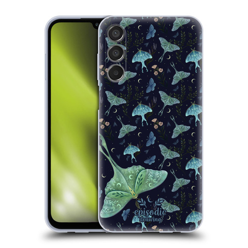 Episodic Drawing Moth Patterns Green Soft Gel Case for Samsung Galaxy M15/F15 5G