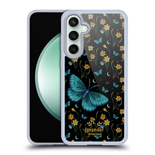 Episodic Drawing Moth Patterns Daffodil Flowers Soft Gel Case for Samsung Galaxy S23 FE 5G