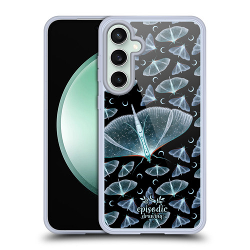 Episodic Drawing Moth Patterns Translucent Soft Gel Case for Samsung Galaxy S23 FE 5G