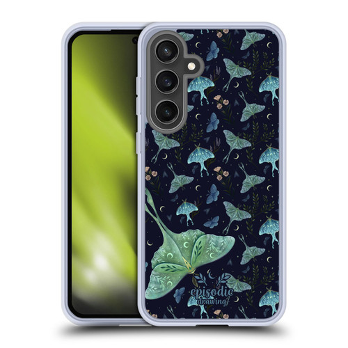 Episodic Drawing Moth Patterns Green Soft Gel Case for Samsung Galaxy S24 FE