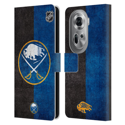 NHL Buffalo Sabres Half Distressed Leather Book Wallet Case Cover For OPPO Reno11 Pro