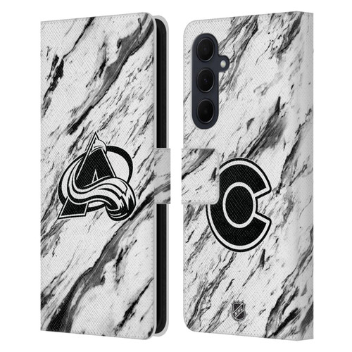 NHL Colorado Avalanche Marble Leather Book Wallet Case Cover For Samsung Galaxy A35 5G