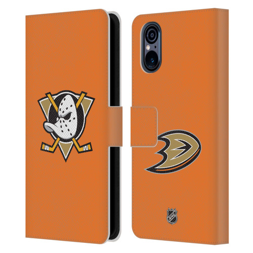 NHL Anaheim Ducks Plain Leather Book Wallet Case Cover For Sony Xperia 5 V 5G NHL Anaheim Ducks Plain Leather Book Wallet Case Cover For Sony Xperia 5 V 5G