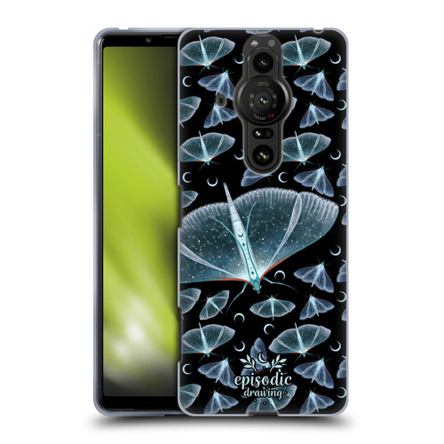 Episodic Drawing Moth Patterns Translucent Soft Gel Case for Sony Xperia Pro-I