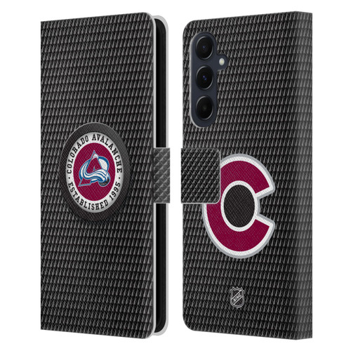 NHL Colorado Avalanche Puck Texture Leather Book Wallet Case Cover For Samsung Galaxy A55 5G