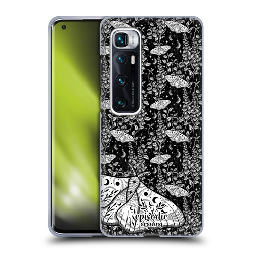 Episodic Drawing Moth Patterns White Soft Gel Case for Xiaomi Mi 10 Ultra 5G