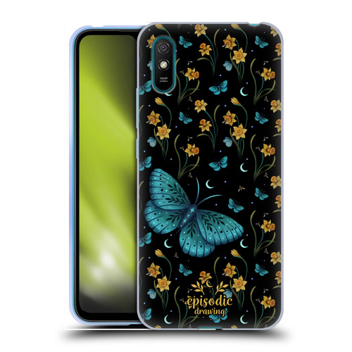 Episodic Drawing Moth Patterns Daffodil Flowers Soft Gel Case for Xiaomi Redmi 9A / Redmi 9AT