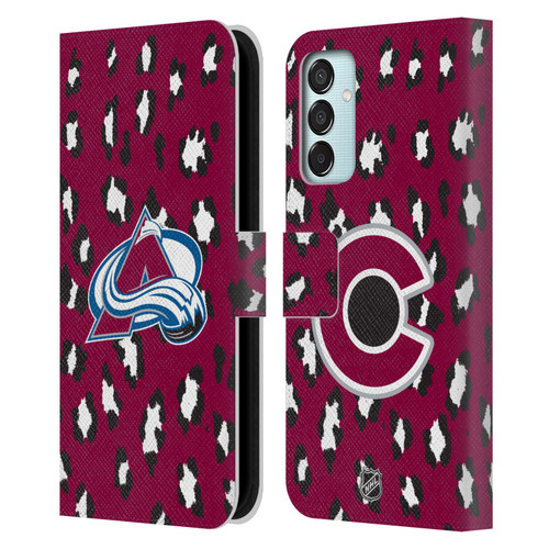 NHL Colorado Avalanche Leopard Patten Leather Book Wallet Case Cover For Samsung Galaxy M15/F15 5G
