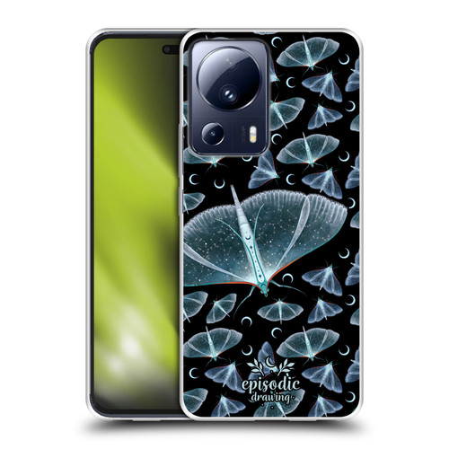 Episodic Drawing Moth Patterns Translucent Soft Gel Case for Xiaomi 13 Lite 5G