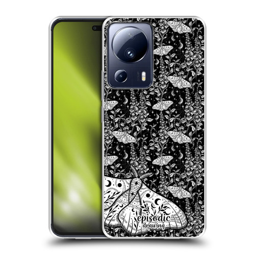 Episodic Drawing Moth Patterns White Soft Gel Case for Xiaomi 13 Lite 5G