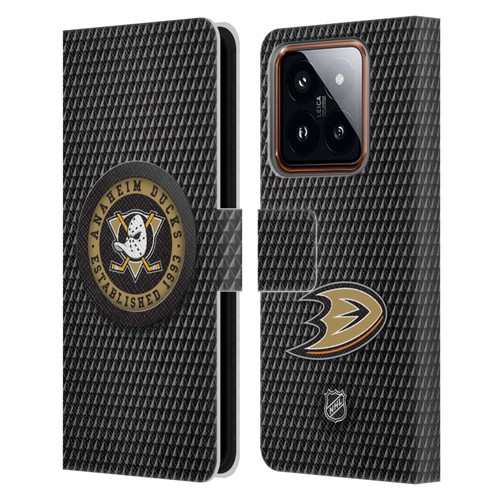 NHL Anaheim Ducks Puck Texture Leather Book Wallet Case Cover For Xiaomi 14