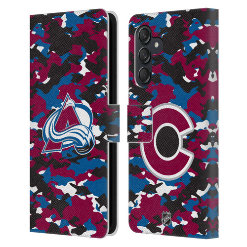 NHL Colorado Avalanche Camouflage Leather Book Wallet Case Cover For Samsung Galaxy M55 5G
