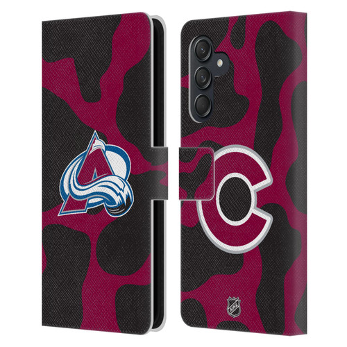 NHL Colorado Avalanche Cow Pattern Leather Book Wallet Case Cover For Samsung Galaxy M55 5G