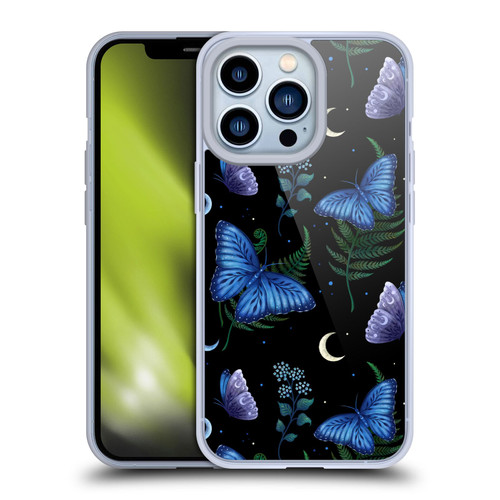 Episodic Drawing Pattern Blue Morpho Butterfly Soft Gel Case for Apple iPhone 13 Pro