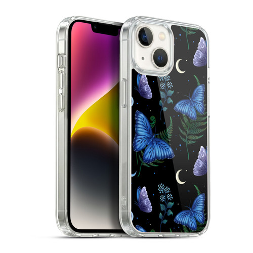 Episodic Drawing Pattern Blue Morpho Butterfly Soft Gel Case for Apple iPhone 14