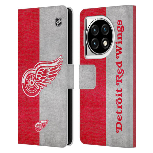 NHL Detroit Red Wings Half Distressed Leather Book Wallet Case Cover For OPPO OnePlus Ace 3 5G