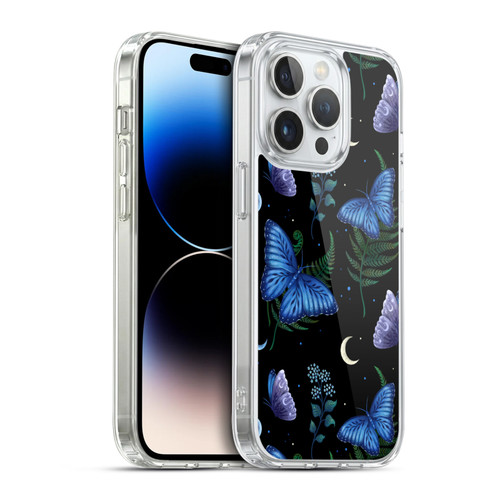 Episodic Drawing Pattern Blue Morpho Butterfly Soft Gel Case for Apple iPhone 14 Pro & MagSafe