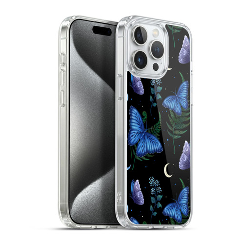 Episodic Drawing Pattern Blue Morpho Butterfly Soft Gel Case for Apple iPhone 15 Pro Max & MagSafe