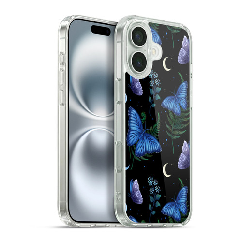 Episodic Drawing Pattern Blue Morpho Butterfly Soft Gel Case for Apple iPhone 16 Plus & MagSafe