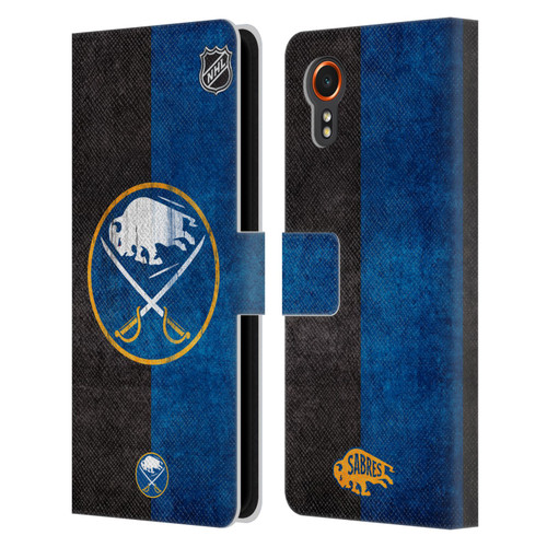 NHL Buffalo Sabres Half Distressed Leather Book Wallet Case Cover For Samsung Galaxy Xcover7 5G