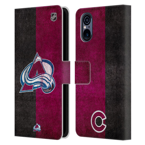 NHL Colorado Avalanche Half Distressed Leather Book Wallet Case Cover For Sony Xperia 5 V 5G