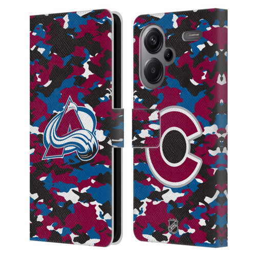 NHL Colorado Avalanche Camouflage Leather Book Wallet Case Cover For Xiaomi Redmi Note 13 Pro Plus 5G