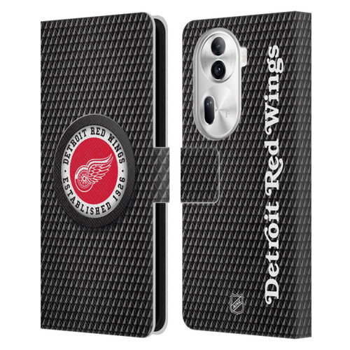 NHL Detroit Red Wings Puck Texture Leather Book Wallet Case Cover For OPPO Reno11