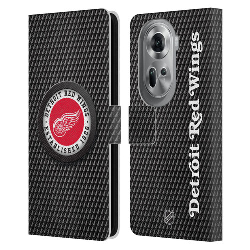 NHL Detroit Red Wings Puck Texture Leather Book Wallet Case Cover For OPPO Reno11 Pro