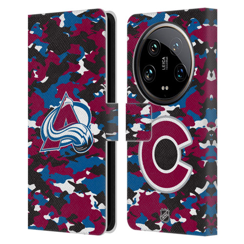 NHL Colorado Avalanche Camouflage Leather Book Wallet Case Cover For Xiaomi 14 Ultra