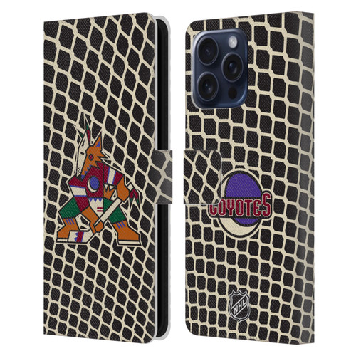 NHL Arizona Coyotes Net Pattern Leather Book Wallet Case Cover For Apple iPhone 16 Pro Max