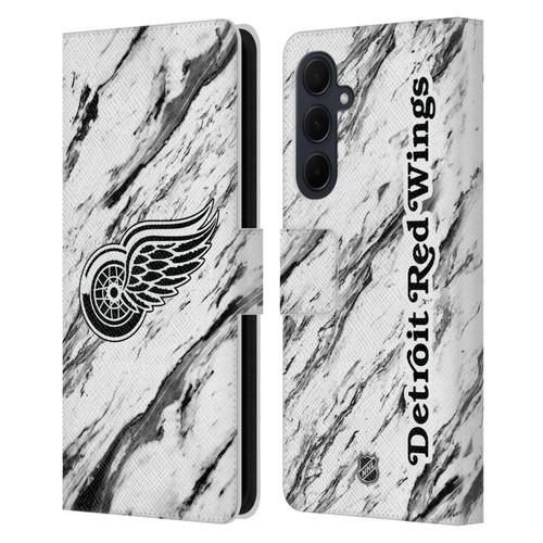 NHL Detroit Red Wings Marble Leather Book Wallet Case Cover For Samsung Galaxy A35 5G