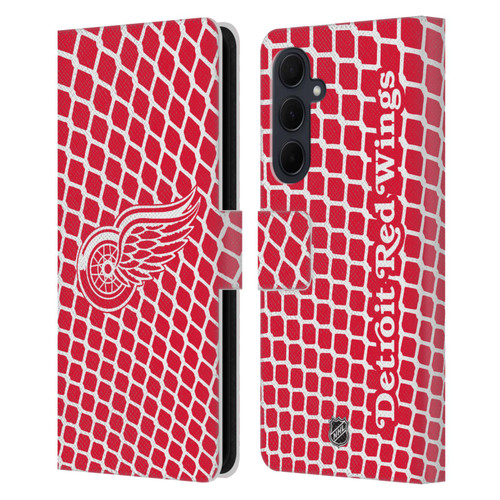 NHL Detroit Red Wings Net Pattern Leather Book Wallet Case Cover For Samsung Galaxy A35 5G