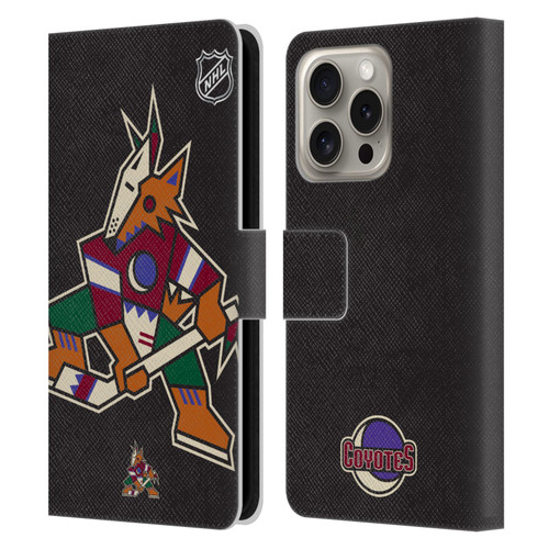 NHL Arizona Coyotes Oversized Leather Book Wallet Case Cover For Apple iPhone 16 Pro