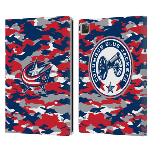 NHL Columbus Blue Jackets Camouflage Leather Book Wallet Case Cover For Apple iPad Pro 13 M4 2024