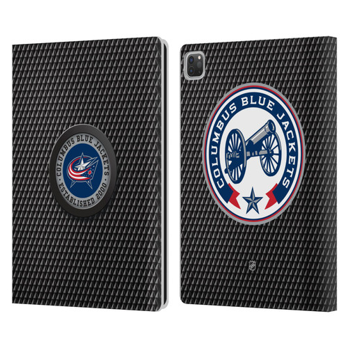 NHL Columbus Blue Jackets Puck Texture Leather Book Wallet Case Cover For Apple iPad Pro 13 M4 2024