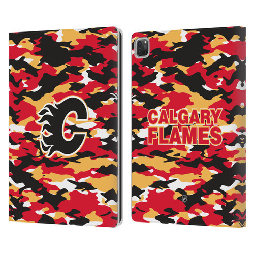 NHL Calgary Flames Camouflage Leather Book Wallet Case Cover For Apple iPad Pro 13 M4 2024