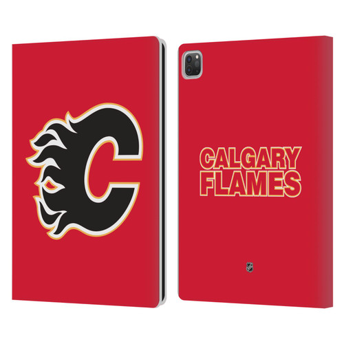 NHL Calgary Flames Plain Leather Book Wallet Case Cover For Apple iPad Pro 13 M4 2024