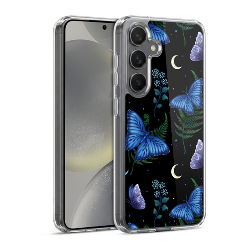 Episodic Drawing Pattern Blue Morpho Butterfly Soft Gel Case for Samsung Galaxy S24 5G & MagSafe