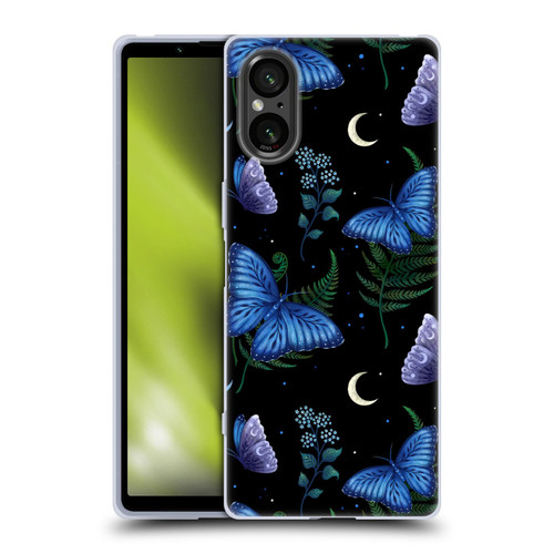 Episodic Drawing Pattern Blue Morpho Butterfly Soft Gel Case for Sony Xperia 5 V 5G