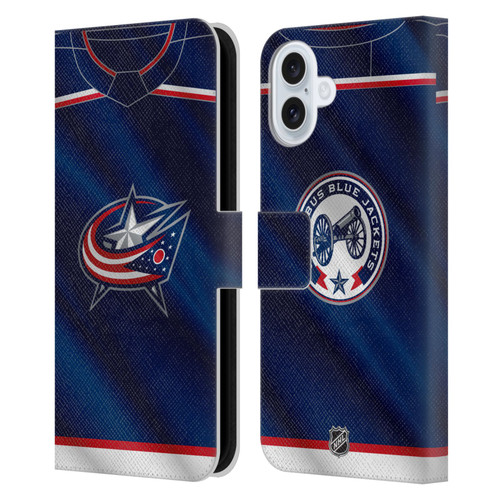 NHL Columbus Blue Jackets Jersey Leather Book Wallet Case Cover For Apple iPhone 16 Plus