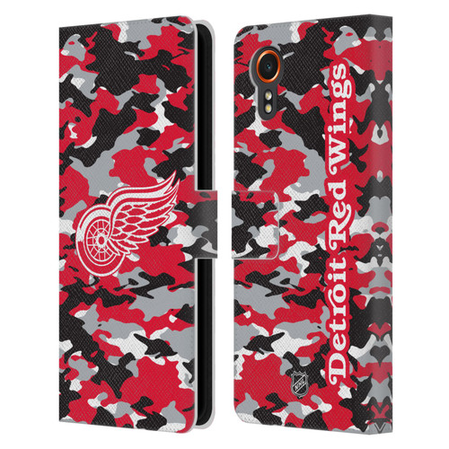 NHL Detroit Red Wings Camouflage Leather Book Wallet Case Cover For Samsung Galaxy Xcover7 5G
