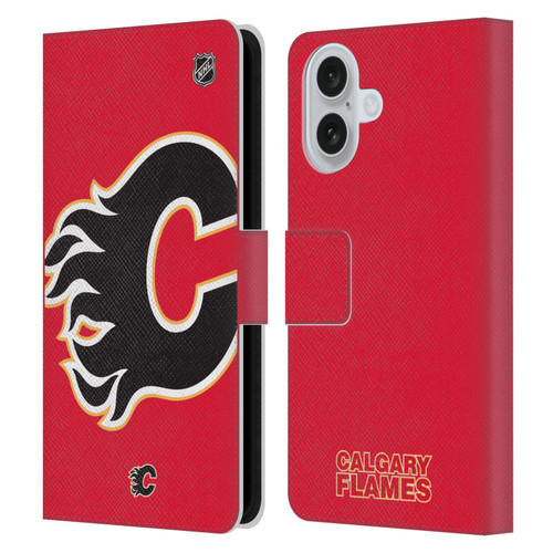 NHL Calgary Flames Oversized Leather Book Wallet Case Cover For Apple iPhone 16