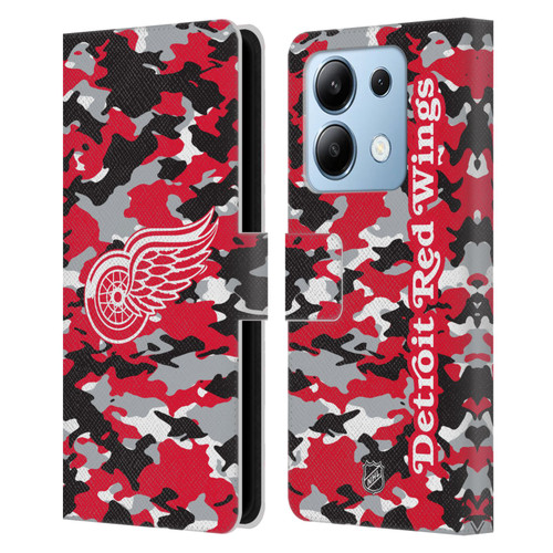 NHL Detroit Red Wings Camouflage Leather Book Wallet Case Cover For Xiaomi Redmi Note 13/13 Pro 5G