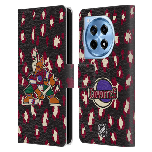 NHL Arizona Coyotes Leopard Patten Leather Book Wallet Case Cover For OnePlus 12R