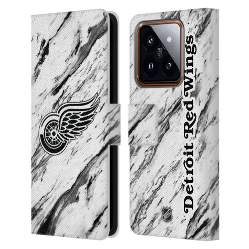 NHL Detroit Red Wings Marble Leather Book Wallet Case Cover For Xiaomi 14