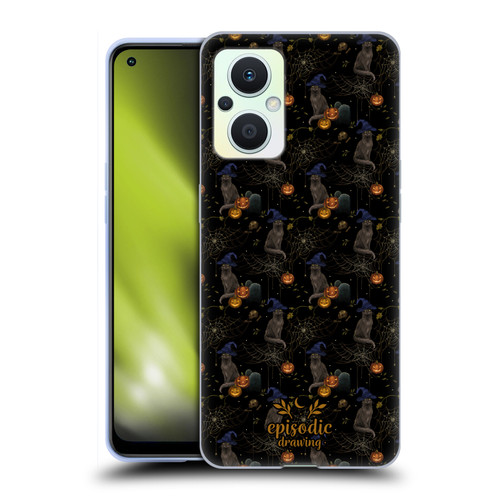 Episodic Drawing Spooky Patterns Cat's Halloween Hat Soft Gel Case for OPPO Reno8 Lite