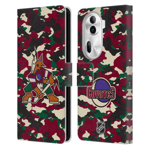 NHL Arizona Coyotes Camouflage Leather Book Wallet Case Cover For OPPO Reno11