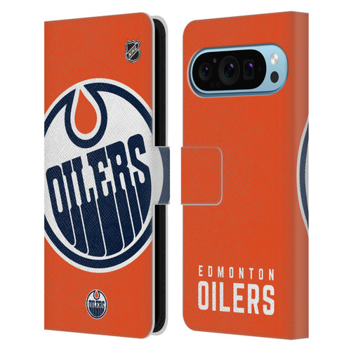 NHL Edmonton Oilers Oversized Leather Book Wallet Case Cover For Google Pixel 9 / Pixel 9 Pro