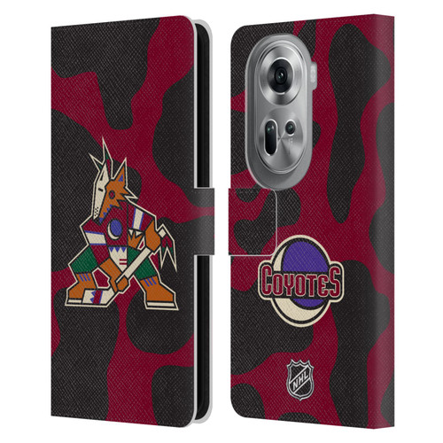 NHL Arizona Coyotes Cow Pattern Leather Book Wallet Case Cover For OPPO Reno11 Pro